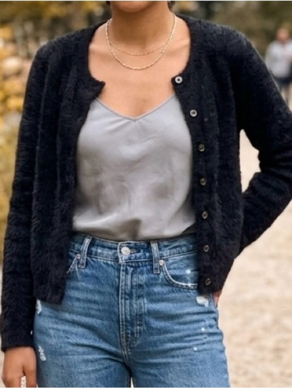 Madewell black Fuzzy Button Cardigan